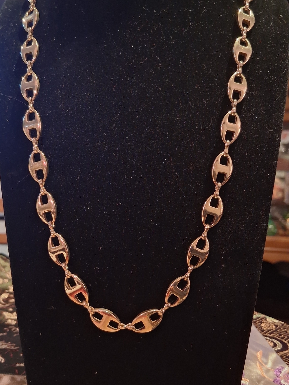 Vintage Mariner Link Necklace with Snap Closure 24"